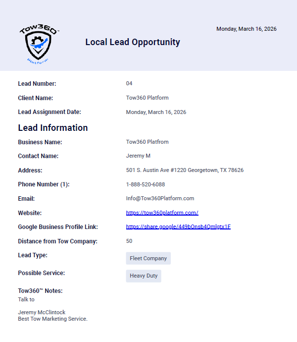 Boost Your Business with Towing Lead Generation