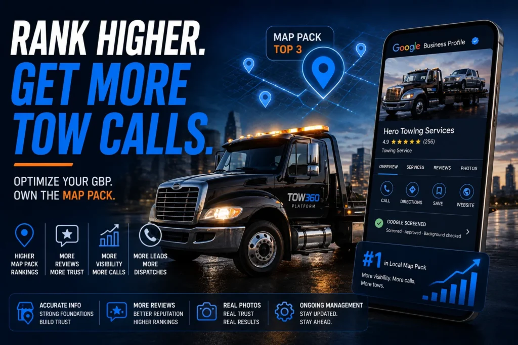 Google business profile optimization for towing company improving local map pack rankings