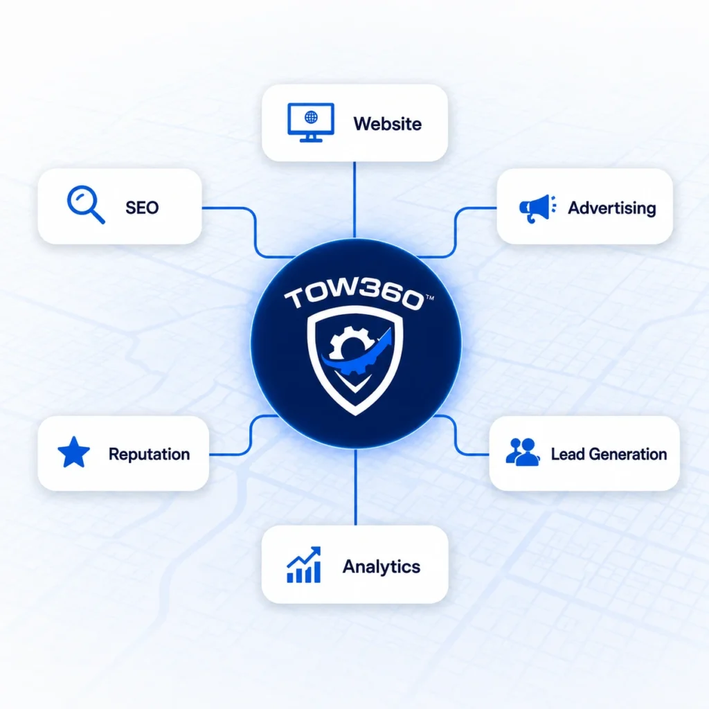 Tow marketing platform connecting SEO, advertising, websites and lead generation