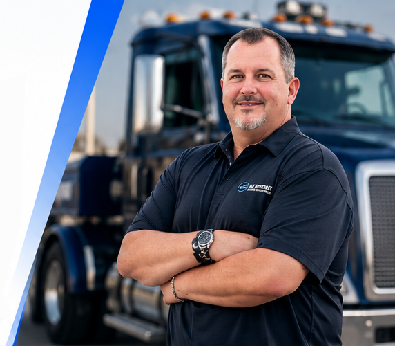 Tow360 Marketing Director Jeremy McClintock standing by a tow truck