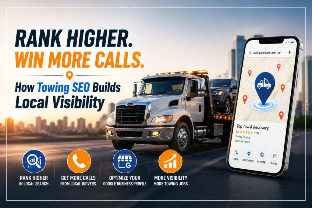 Towing company building local search visibility across multiple cities through towing seo strategy