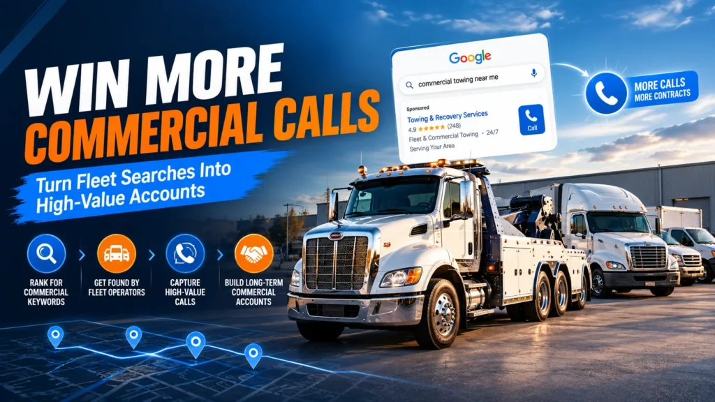 Commercial towing truck positioned for fleet and high-value towing work