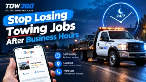 Towing chatbot capturing an after-hours customer request on a Tow360™ website