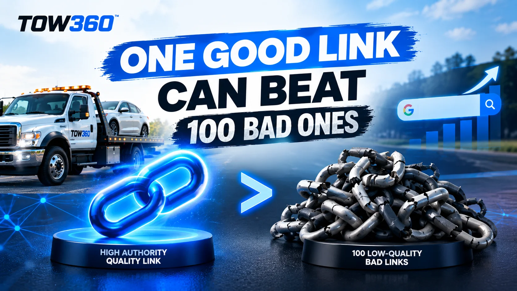 Tow360™ backlink strategy helping a towing company build SEO authority